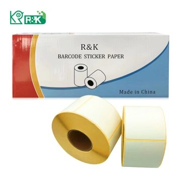 R&K custom color print barcode label roll sticker 38x25 58x40 58x60 60x40 self adhesive paper direct thermal label etiquetas.
