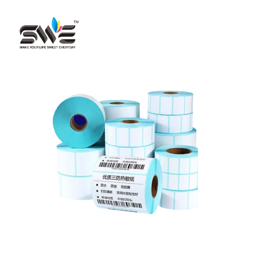 SWE Customized Size 25x15 20x30 100x100 Supermarket  Scale Label Waterproof Barcode Sticker Shipping Label Thermal Label